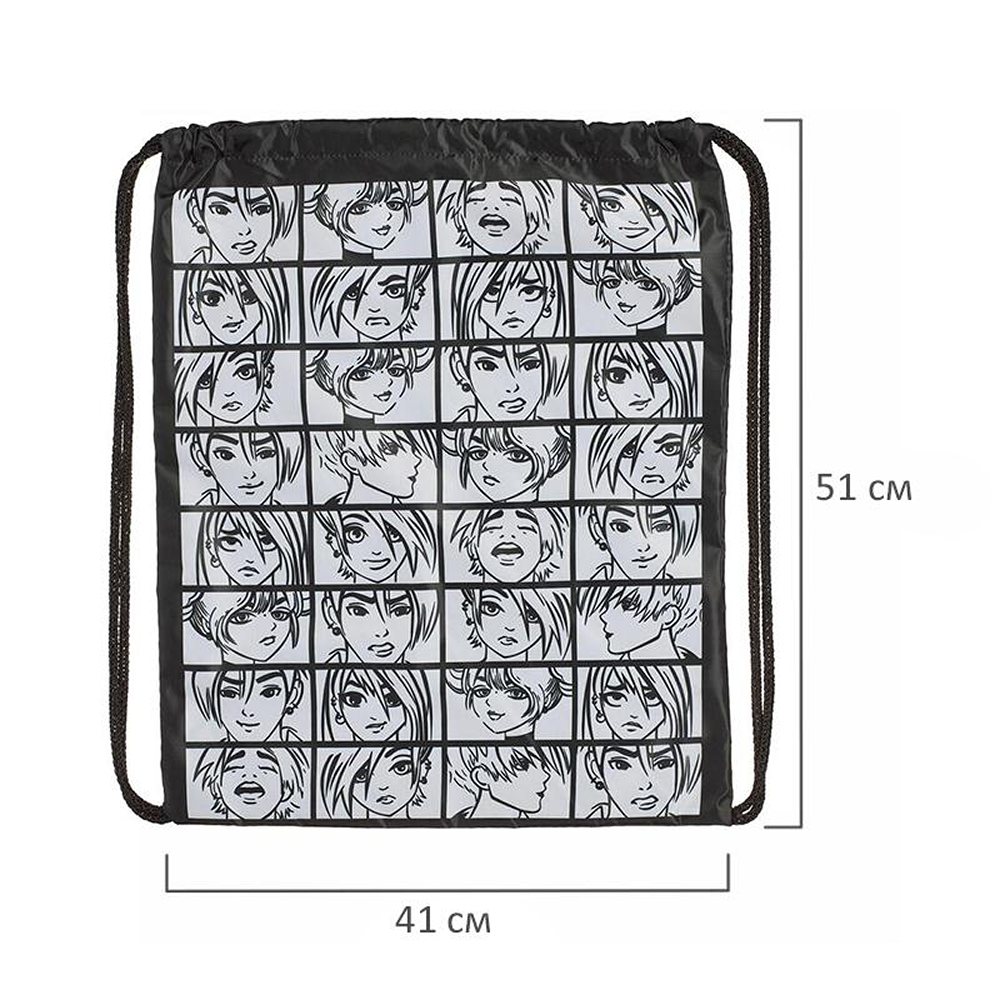 Мешок для обуви Комус аниме комикс 1 ручка светоотражающий 51х41 - фото 4