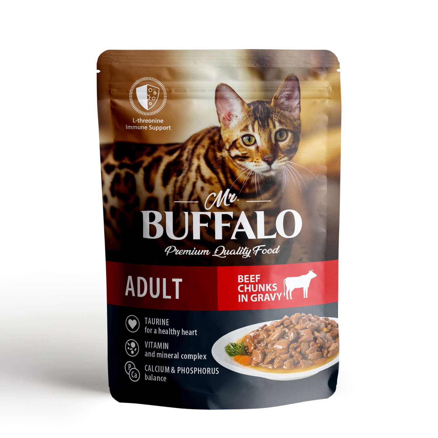 Корм для кошек Mr.Buffalo 85г Adult взрослых говядина в соусе - фото 1