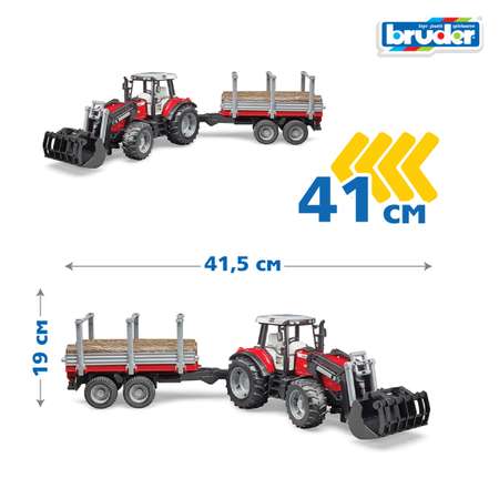 Трактор Bruder Massey Ferguson c манипулятором и прицепом 1:16