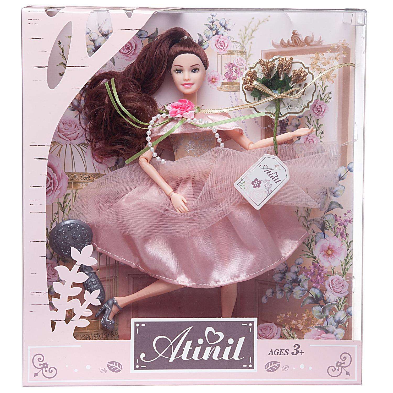Кукла Junfa Atinil Цветочная гармония шатенка в бледнорозовом платье в наборе с букетом 28см WJ-22278/шатенка - фото 2