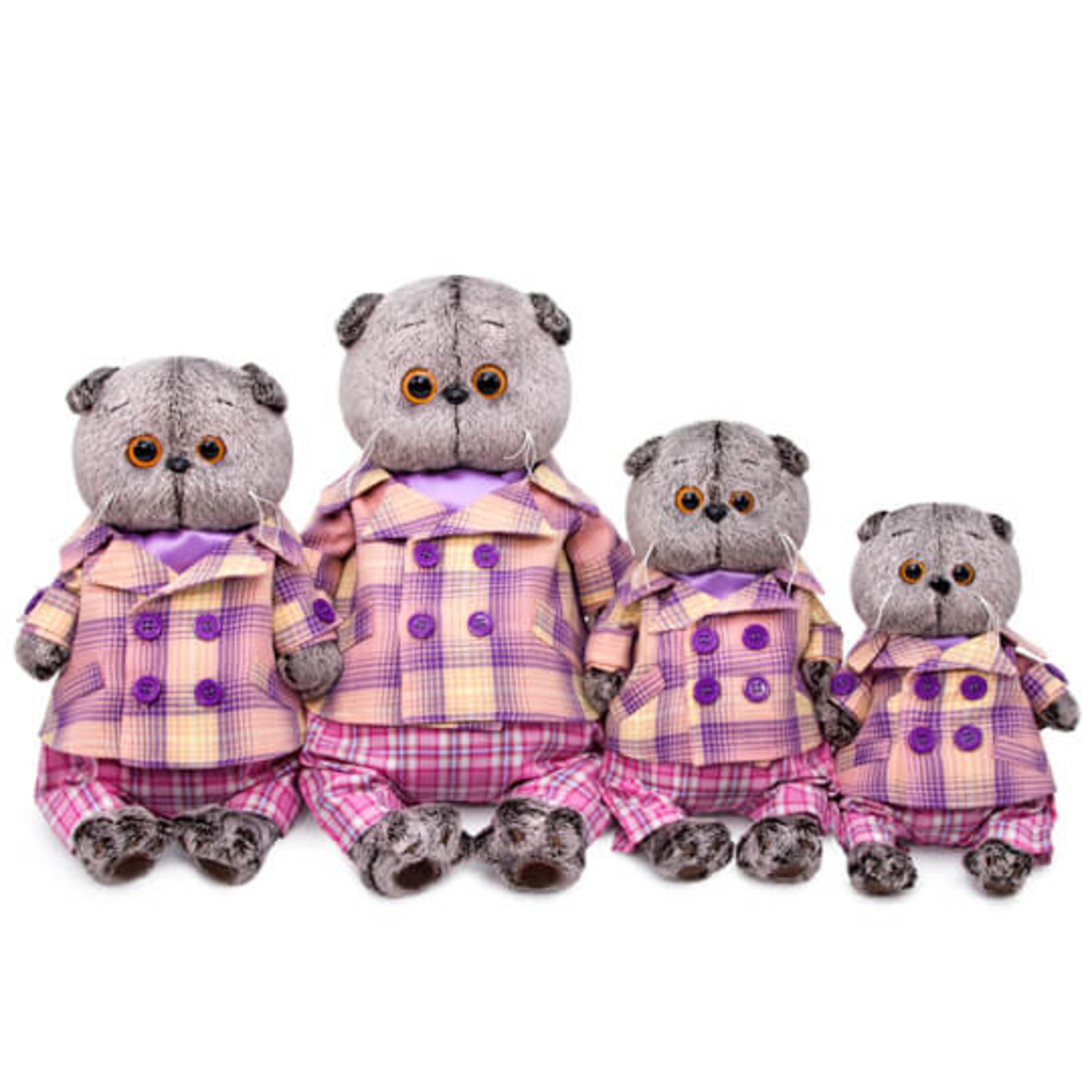 Мягкая игрушка BUDI BASA Кот Басик в пиджаке в сиреневую клетку 25 см BB012 - фото 5