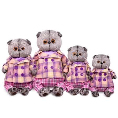 Мягкая игрушка BUDI BASA Кот Басик в пиджаке в сиреневую клетку 25 см BB012