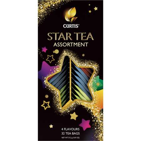Набор чая Curtis Tea Party Star Assortment 32 пакетика 4 вкуса подарочная упаковка