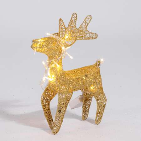 Фигура декоративная BABY STYLE Олень золотистый проволочный LED теплый белый свет 30 см