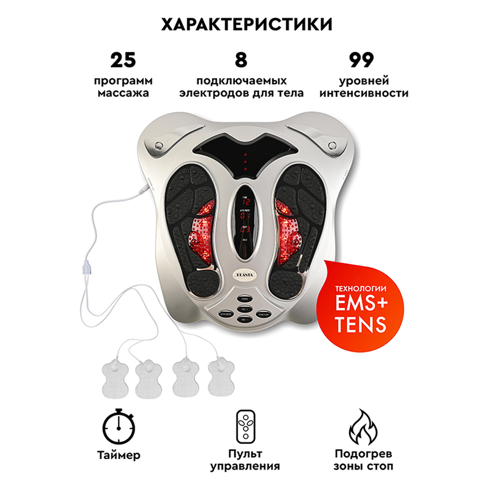 Миостимулятор Planta Массажер EMS-450 EMS-платформа для ног и электроды для тела - фото 10