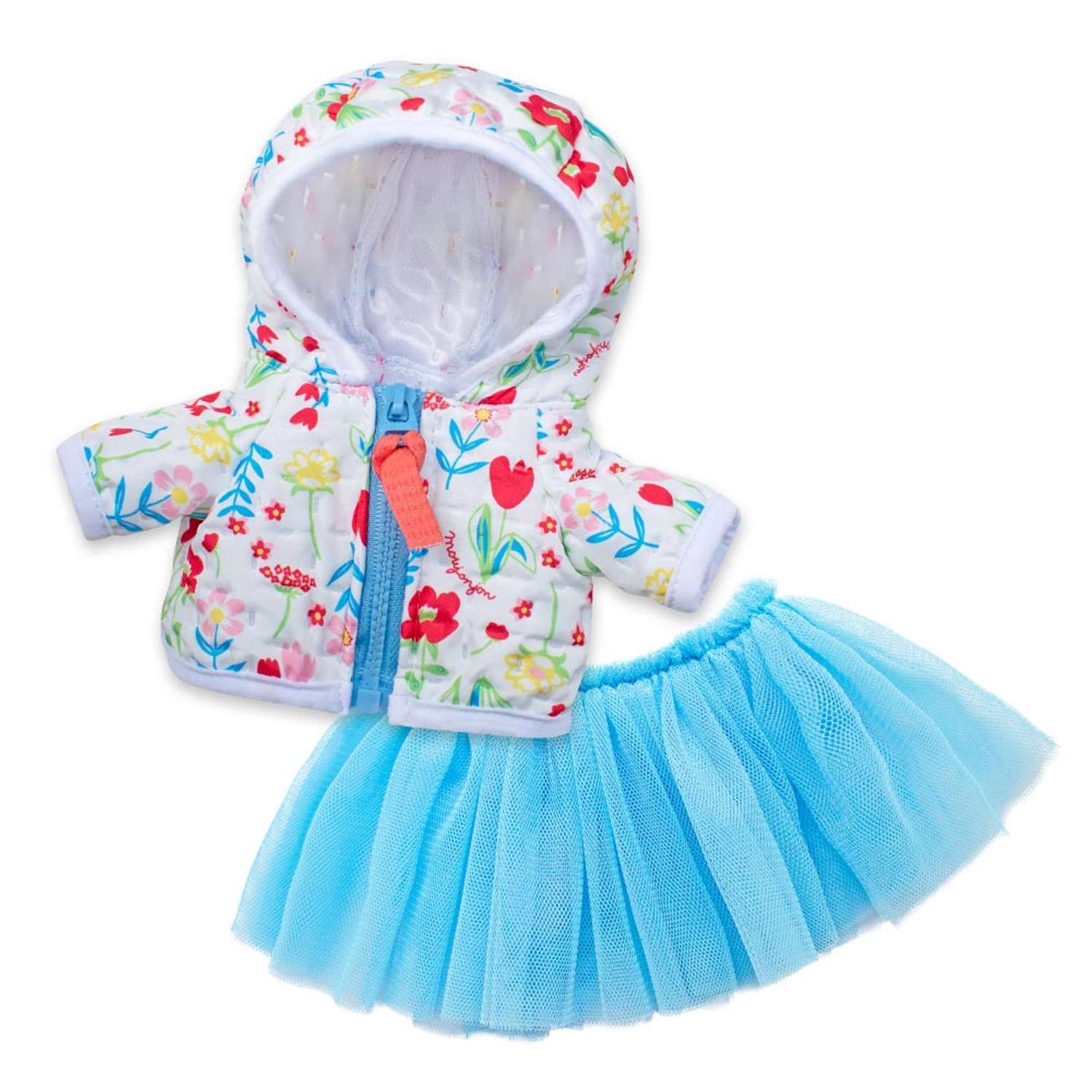 Одежда для кукол BUDI BASA Белая стеганая куртка в цветочек и голубая юбка для Ли-Ли Baby 20 см OLB-071 OLB-071 - фото 1