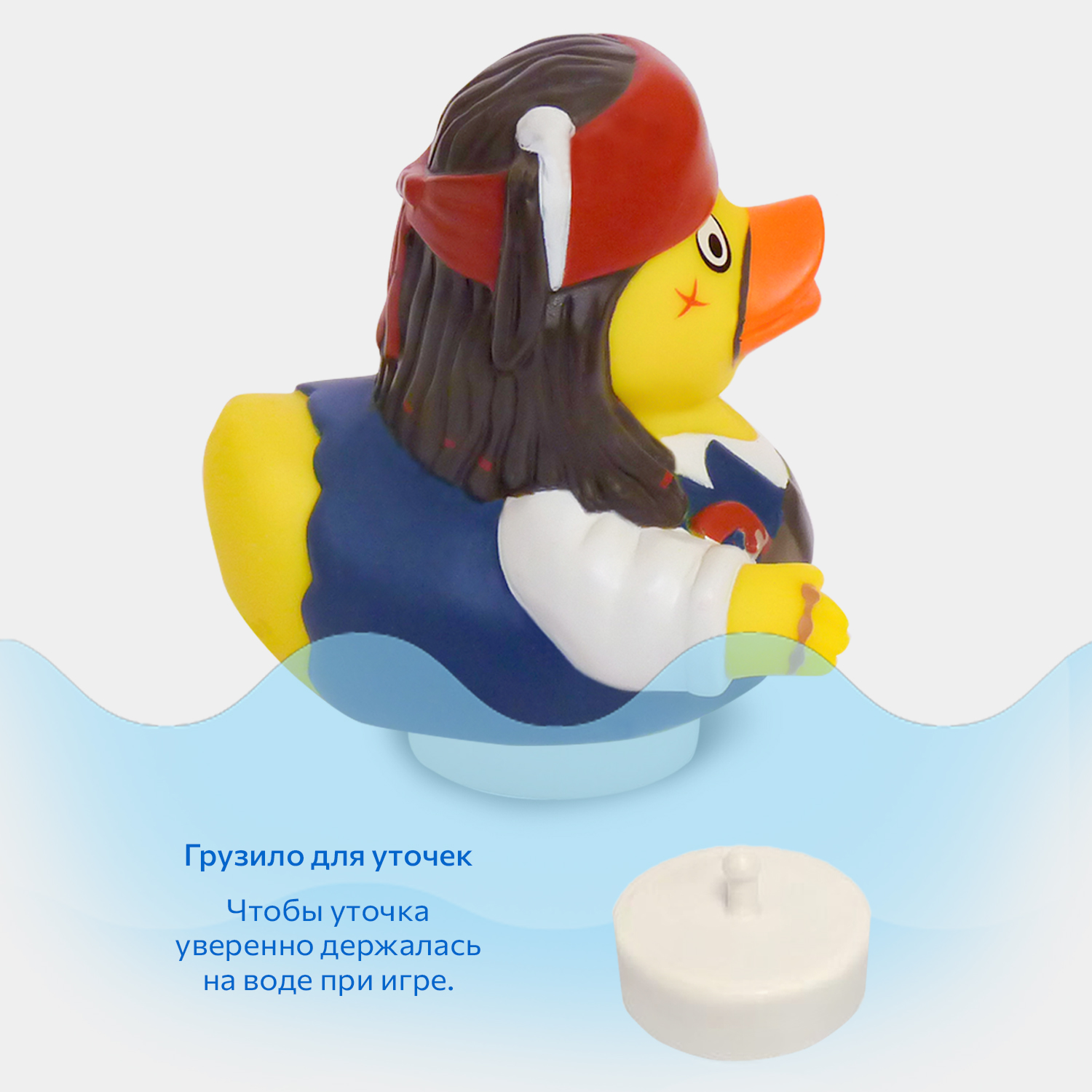 Игрушка для ванны сувенир Funny ducks Пират Джек уточка 1320 - фото 6