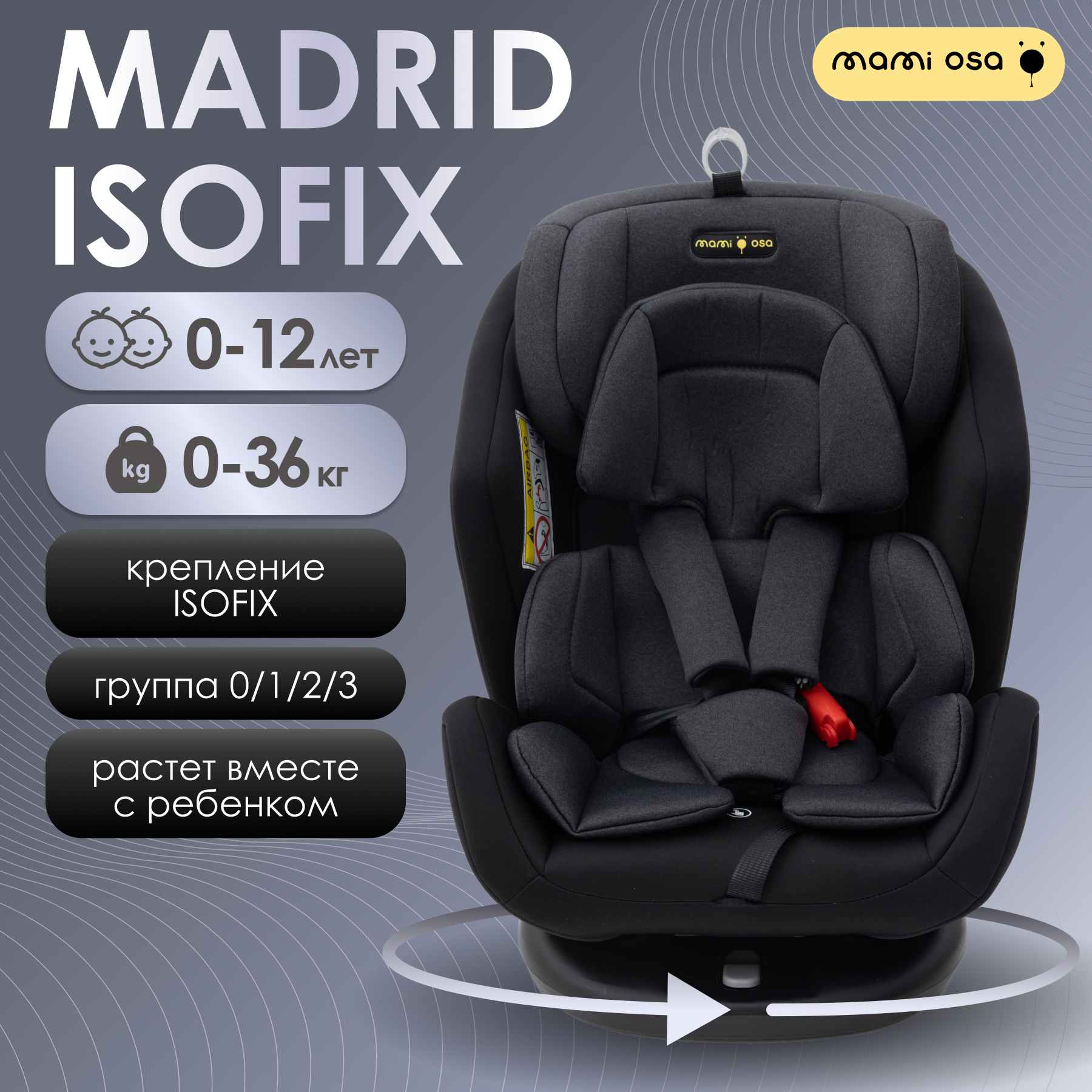 Автокресло Mamiosa Madrid Isofix 0+/1/2/3 (0-36 кг) - фото 1