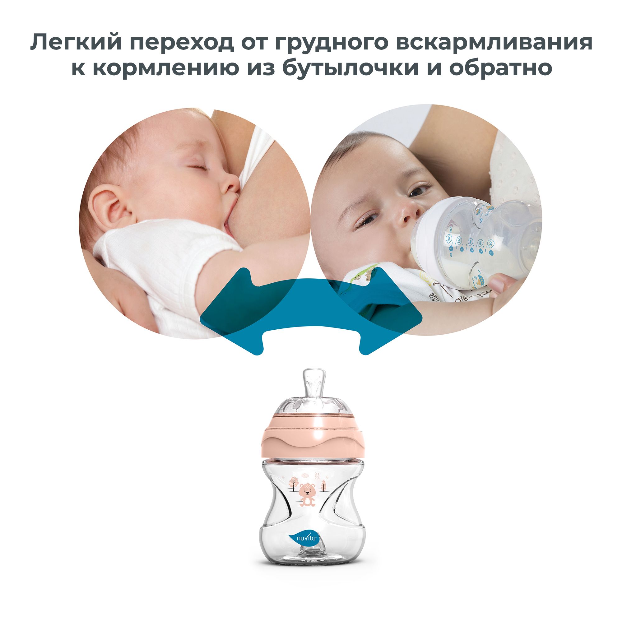 Бутылочка антиколиковая Nuvita Materno Feel пластиковая с медленным потоком 150 мл розовая - фото 3