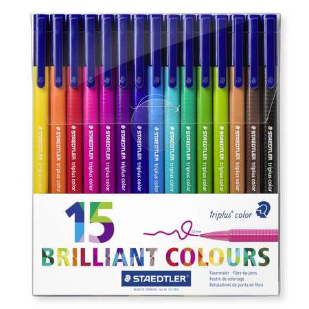 Фломастеры Staedtler Triplus color 323 15 цв. толщ. линии - 1мм трехгранные пласт. футляр