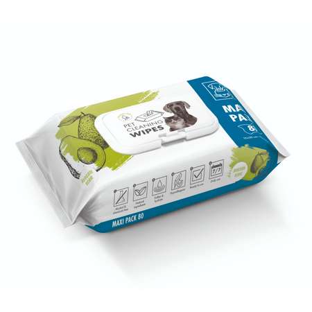 Очищающие салфетки для животных M-PETS Авокадо 80шт