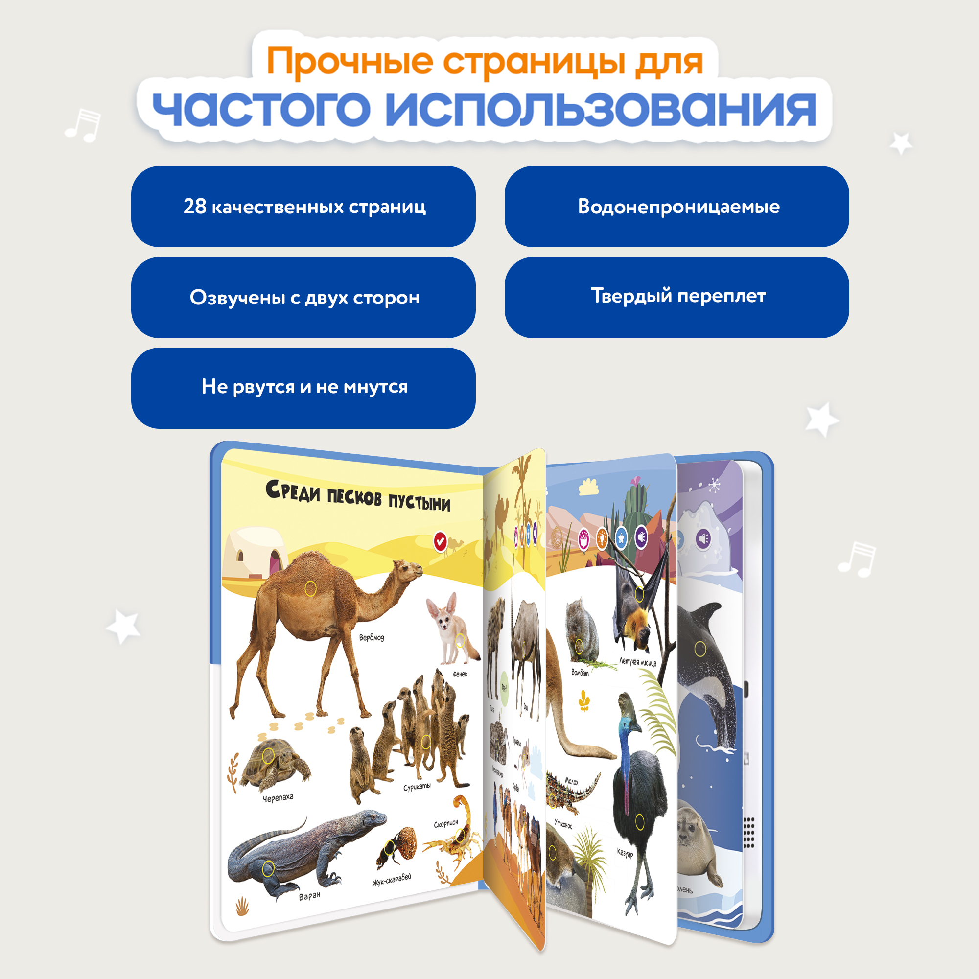 Говорящая книжка BertToys большая нажималка животные - фото 11