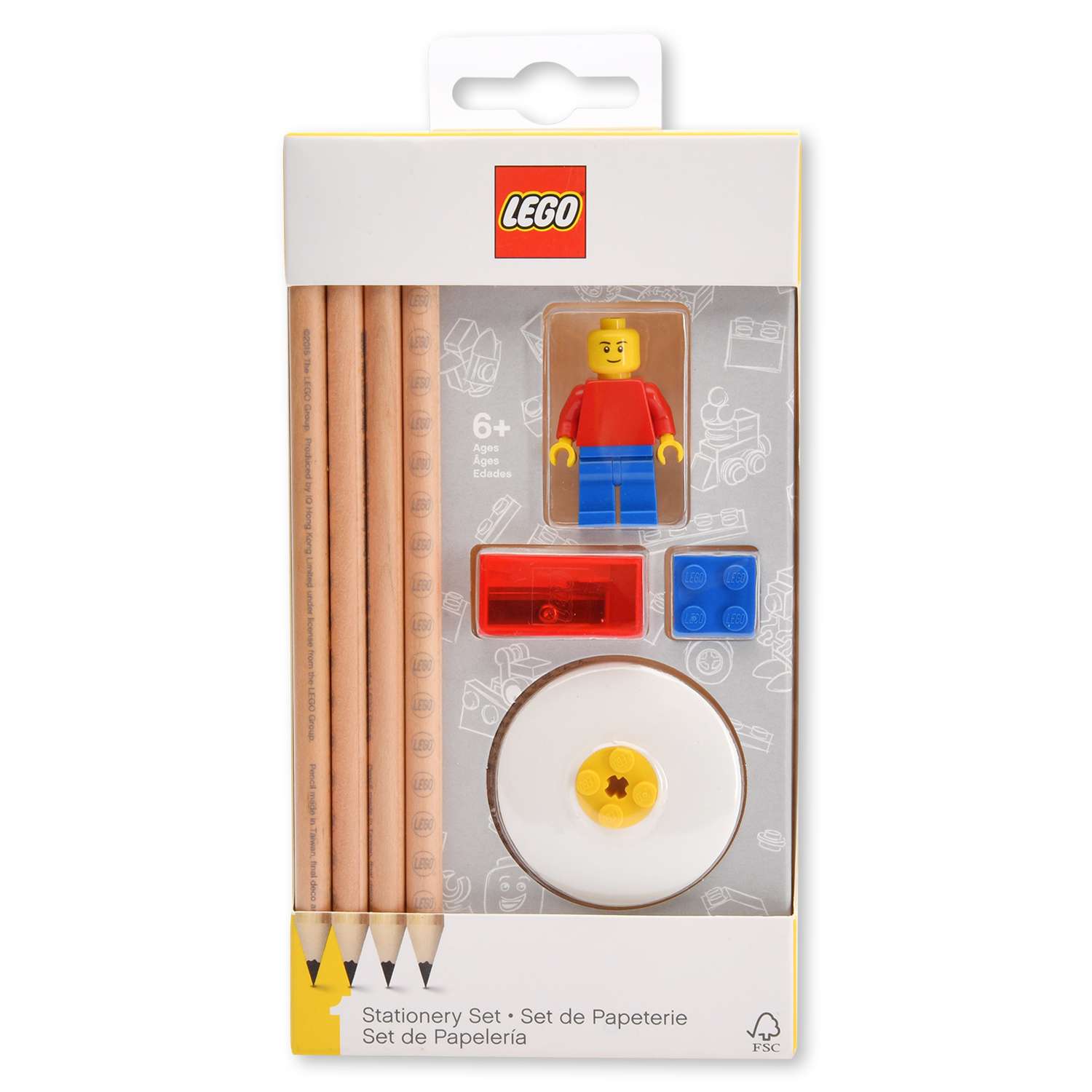 Карандаши чернографитные LEGO 4шт+ластик точилка минифигура 52053 - фото 1