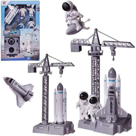 Игровой набор Junfa Покорители космоса стартовая площадка с ракетой шаттлом мини-ракетой и 3 космонавтами