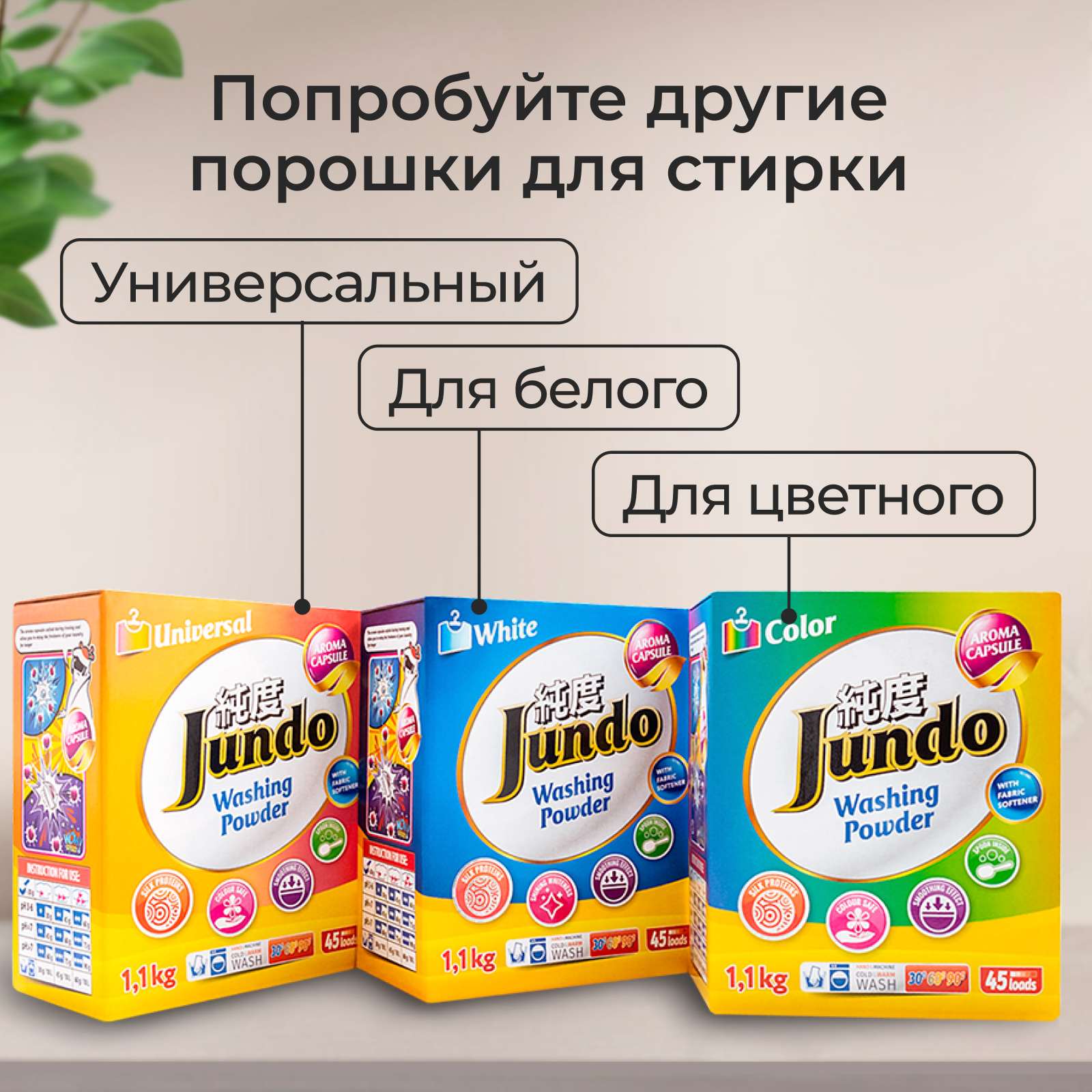 Стиральный порошок Jundo Aroma Capsule 2 в 1 для белого белья с кондиционером 3кг автомат концентрат аромат лилии - фото 8