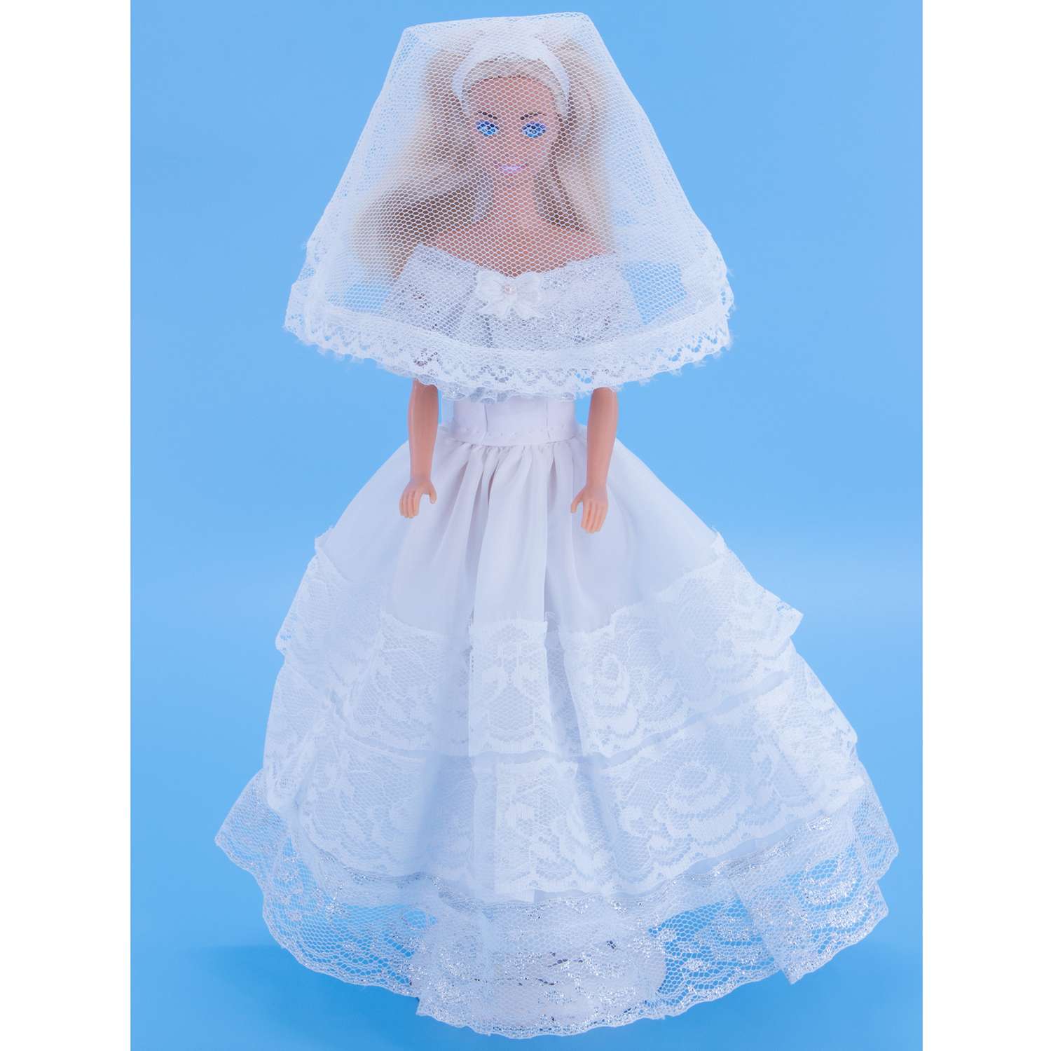 Одежда для кукол Модница 29 см Свадебное платье с фатой 1904 белый-серебро 1904белый&amp;серебро - фото 14