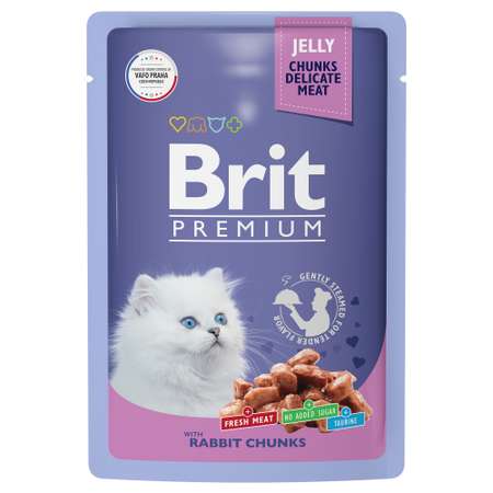 Корм для котят Brit 85г Premium кролик в желе