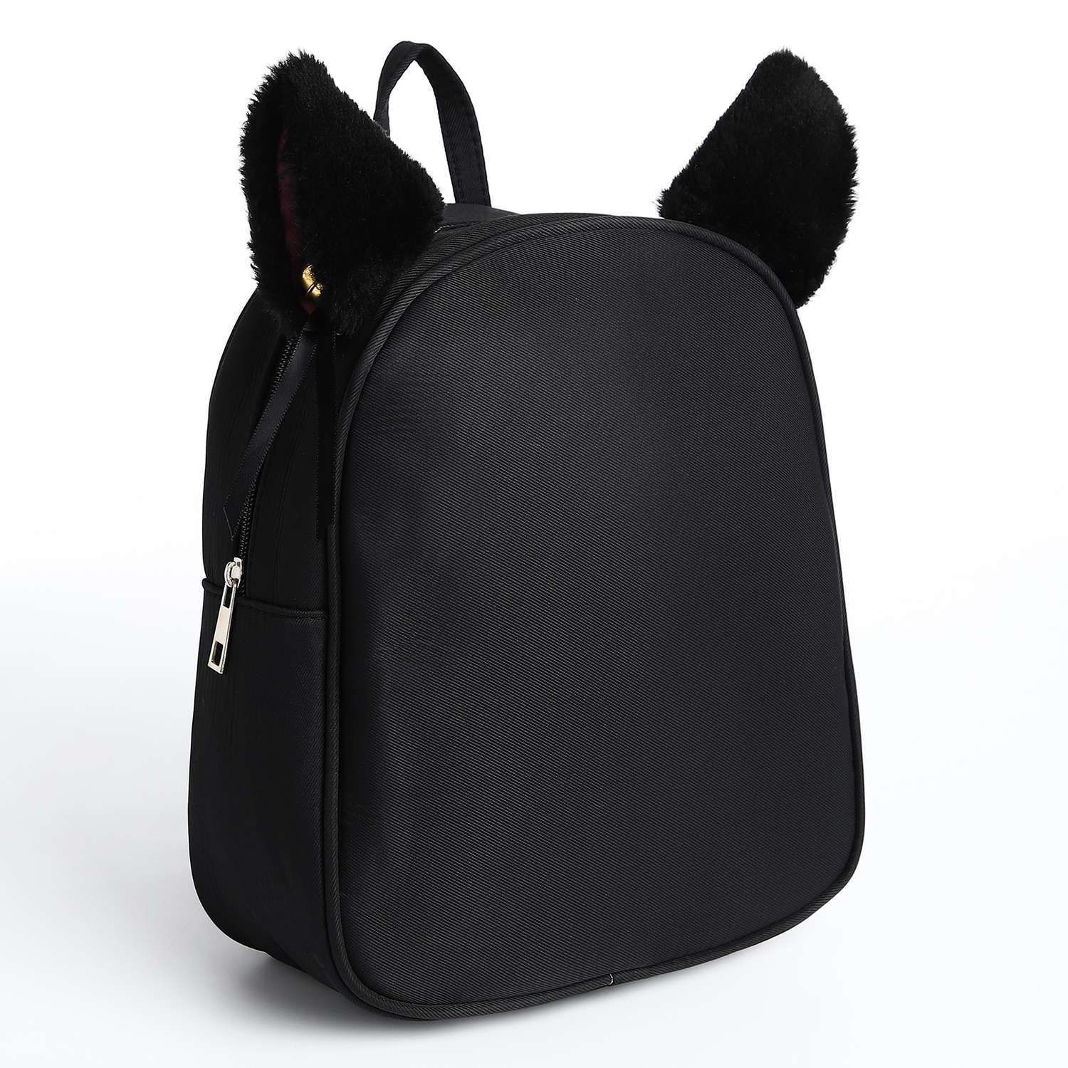 Рюкзак NAZAMOK текстильный с ушками на заколках 27*10*23 см черный цвет - фото 1