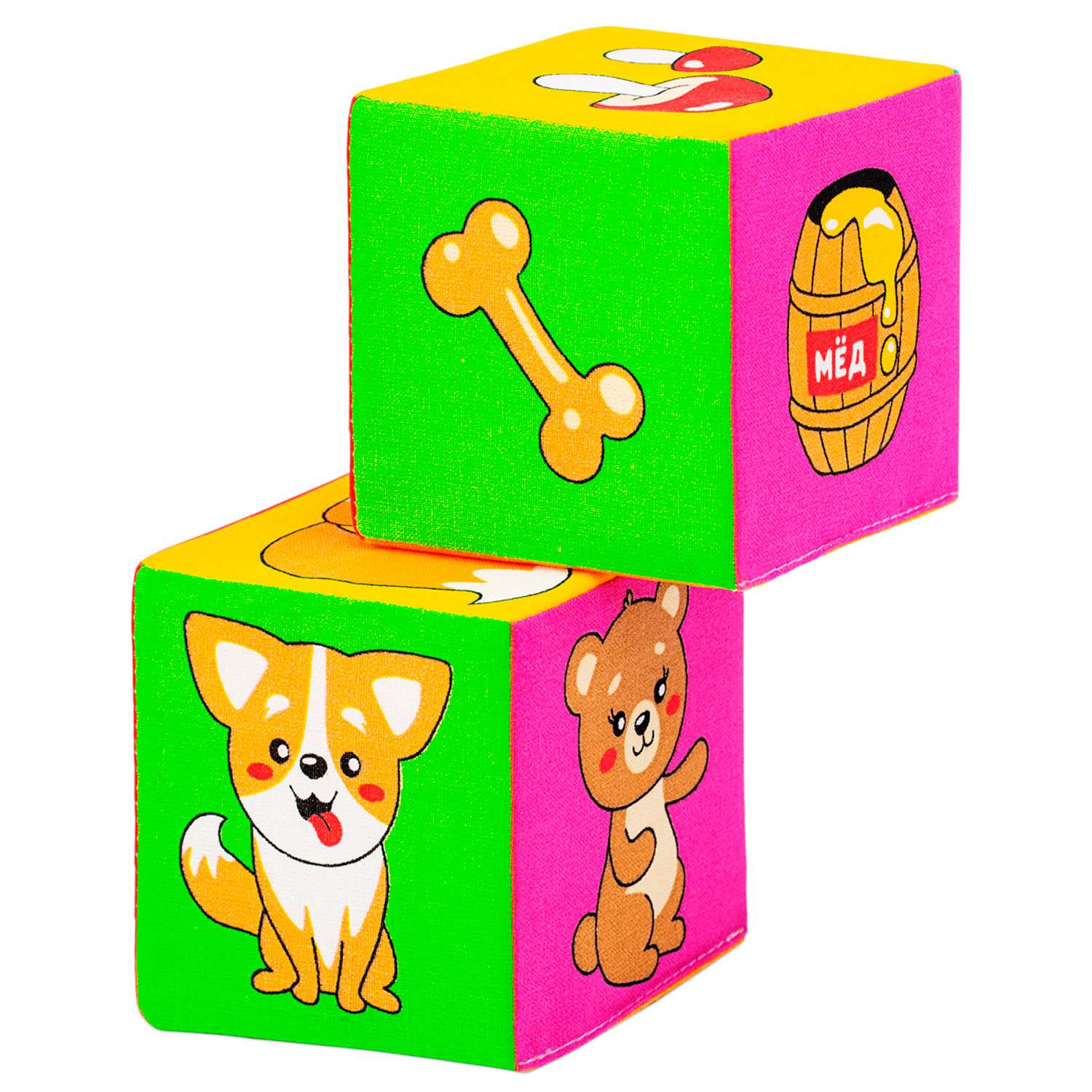 Кубики Мякиши Набор первые детские развивающие для малышей Кто что ест мягкие игрушки подарок детям - фото 3