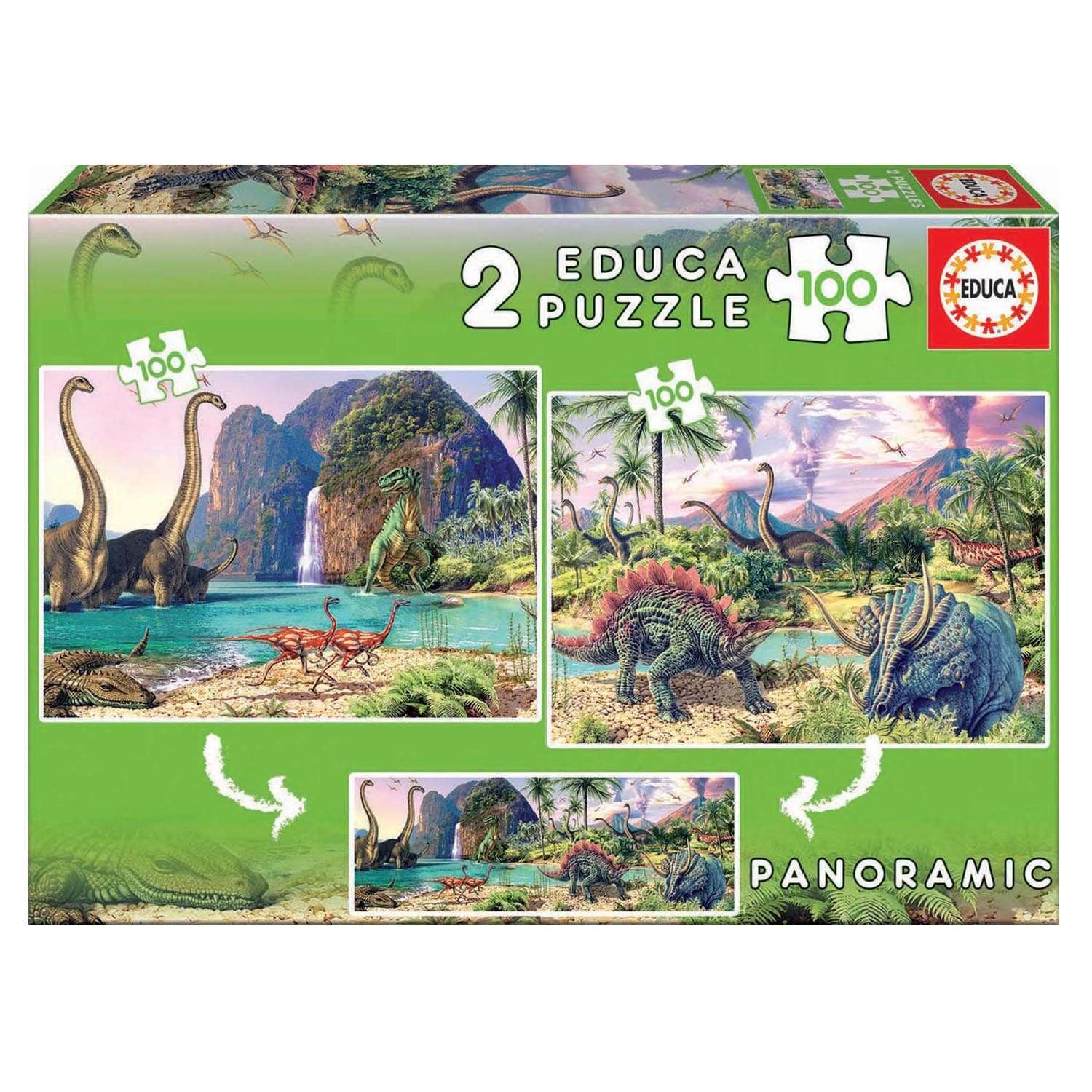 Пазл 2х100 деталей EDUCA Мир динозавров - фото 1