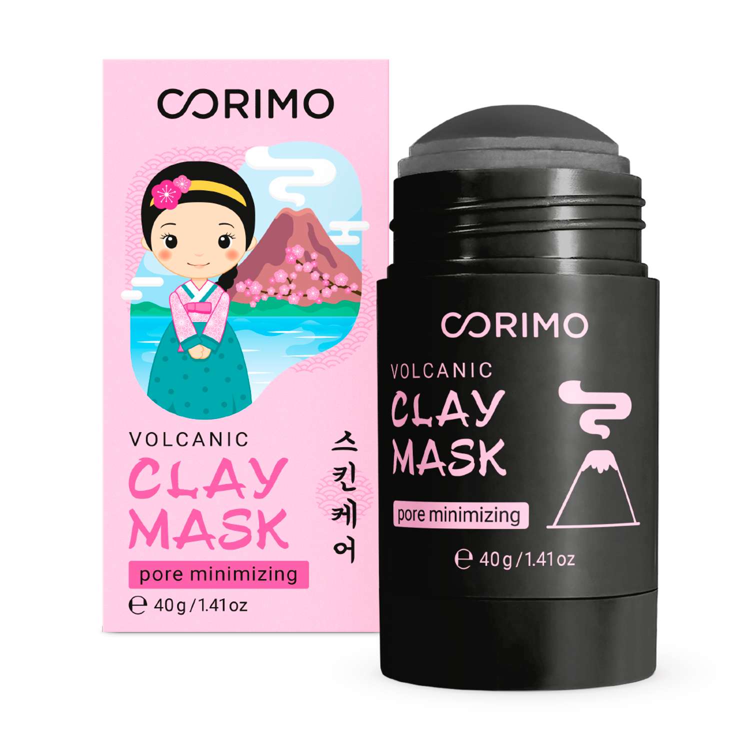 Глиняная маска CORIMO Черная для лица в стике с вулканическим пеплом и цинком 40 г - фото 1