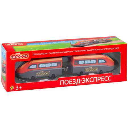 Электропоезд Goodok 1TOY для деревянной железной дороги магнитный паровозик с вагоном