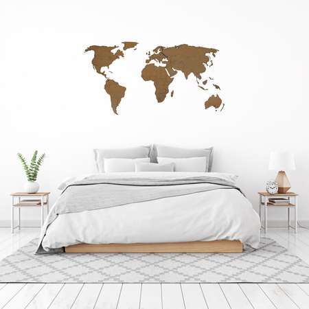 Карта мира настенная Afi Design деревянная 150х80 см Large коричневая