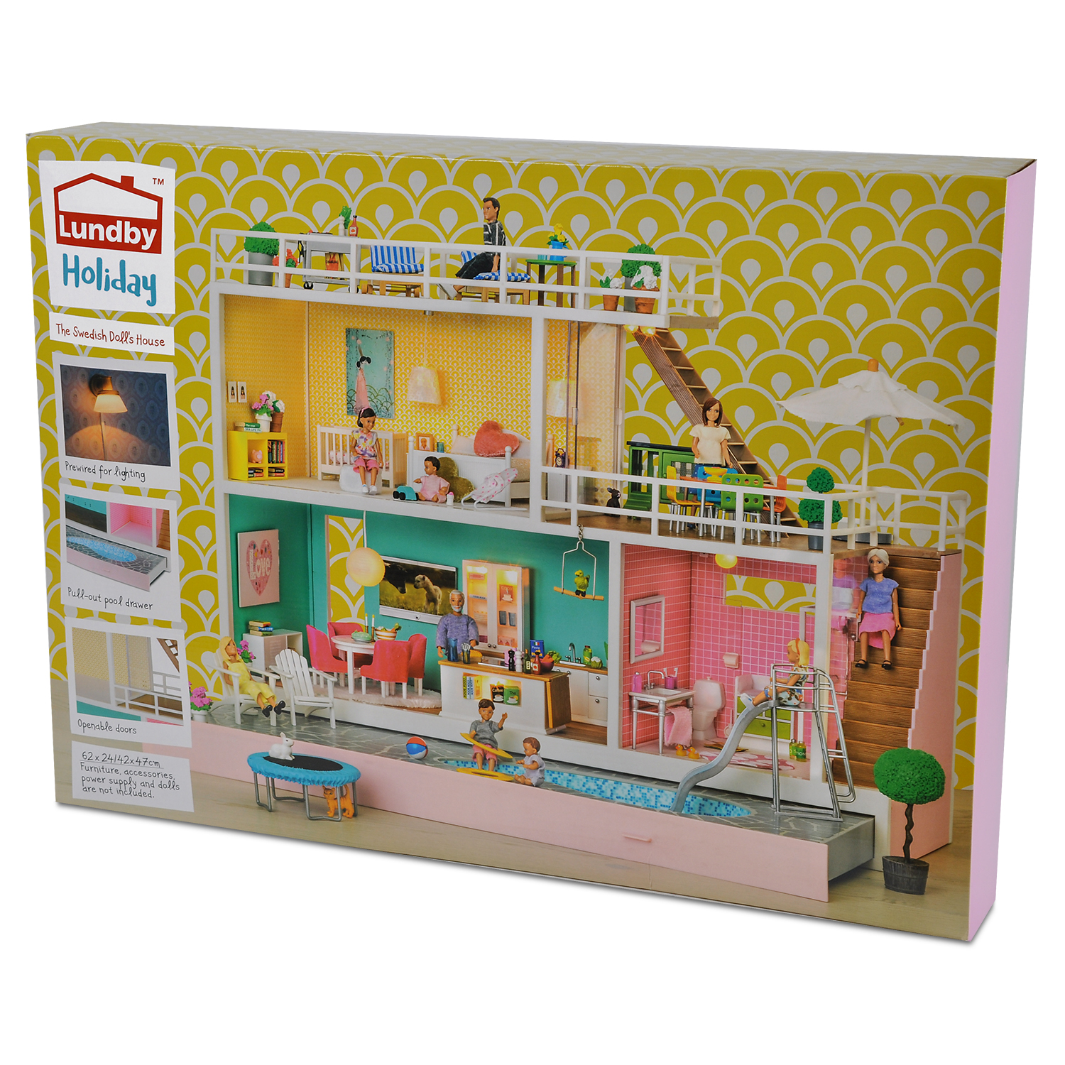 Кукольный домик Lundby Стокгольм с розетками для освещения с бассейном  LB_60903200 купить по цене 11688 ₽ в интернет-магазине Детский мир