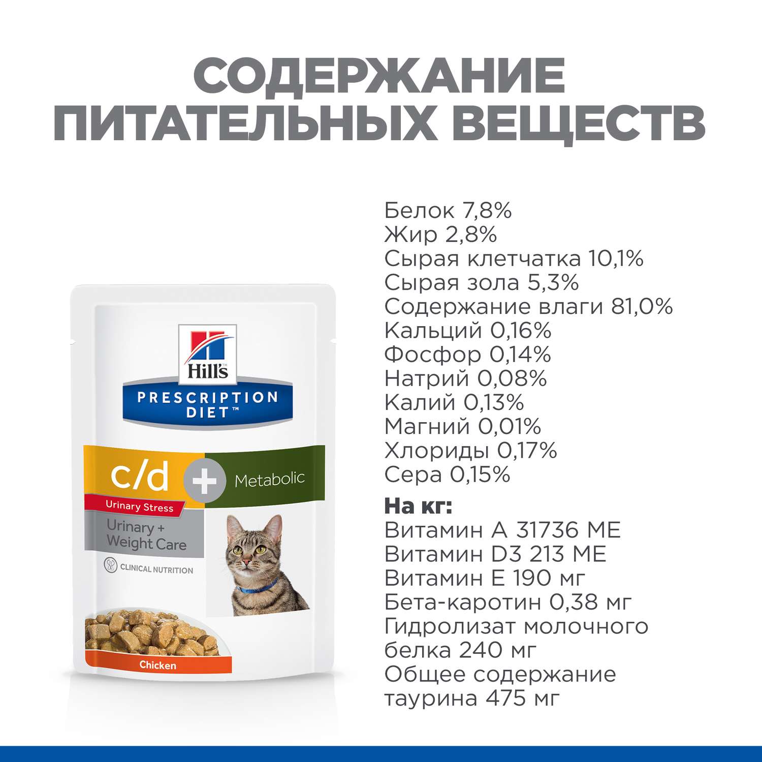 Корм для кошек HILLS 85г Prescription Diet c/d Stress+ Metabolic диетический с курицей - фото 10