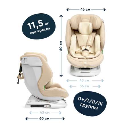 Автокресло Junion Julsi i-size группа 0+/1/2/3 0-36 кг 0-12 лет 360° Isofix бежевый