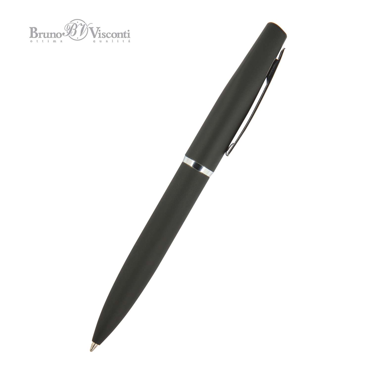 Ручка шариковая Bruno Visconti Автоматическая синяя portofino цвет корпуса черный 1 мм в футляре из экокожи - фото 4