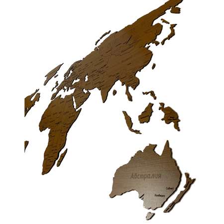 Карта мира настенная Afi Design деревянная с гравировкой 150х80 см Countries Rus орех