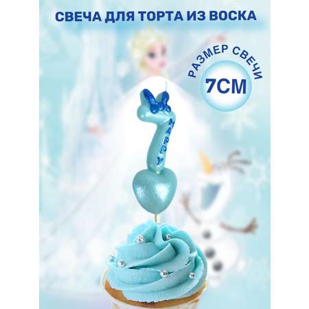 Свеча для торта голубое сердце L.Y. цифра 7