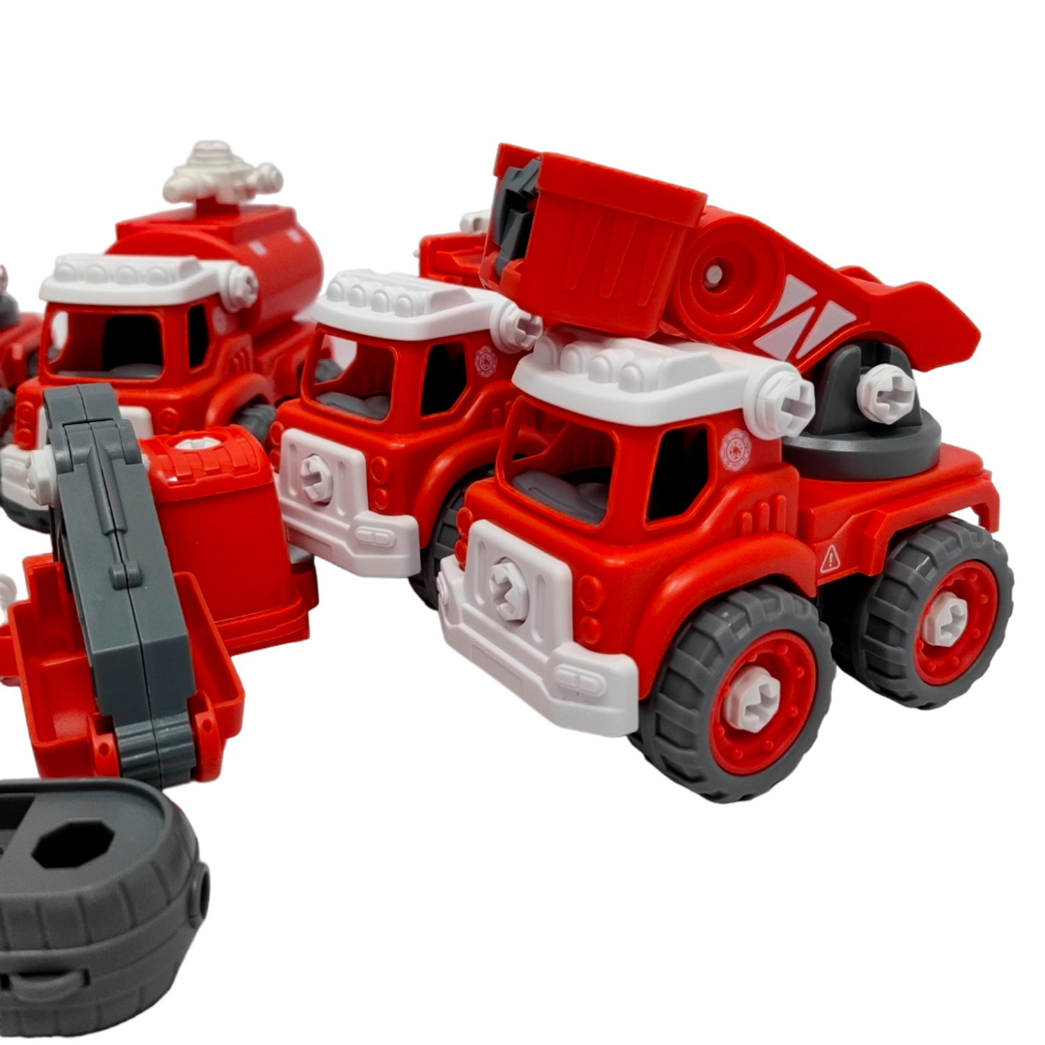 Игровой набор 5 в 1 SHARKTOYS робот трансформер состоящий из 5 пожарных машинок - фото 5
