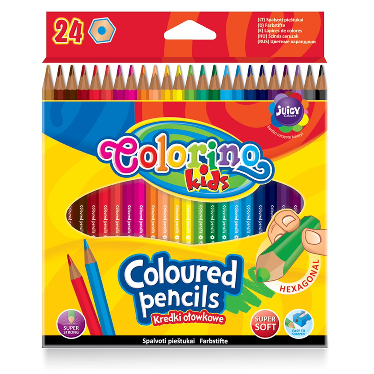 Цветные карандаши COLORINO Kids Шестиугольные 24 цвета - фото 1