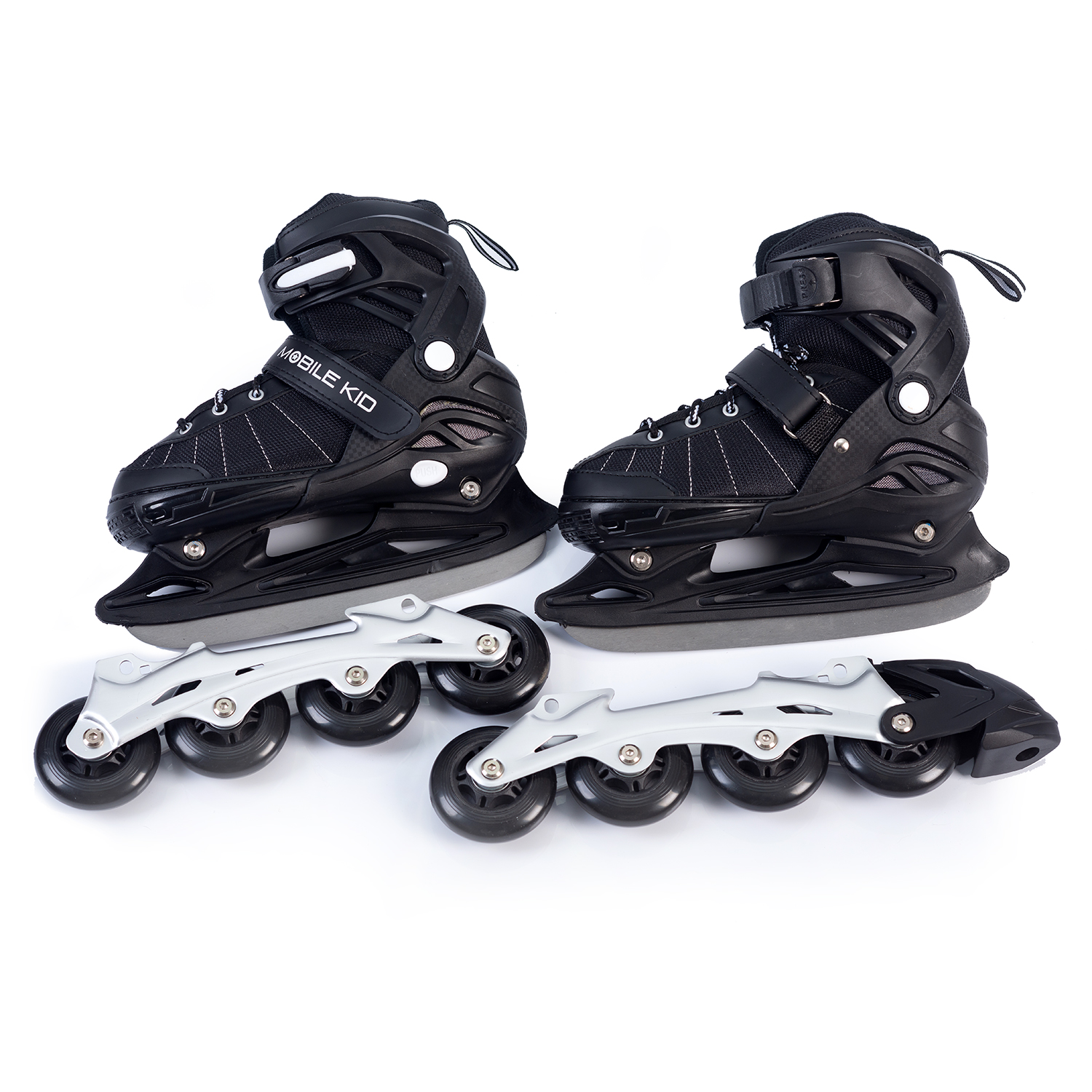 Коньки-ролики 2в1 Mobile Kid Uni Skate M black - фото 3