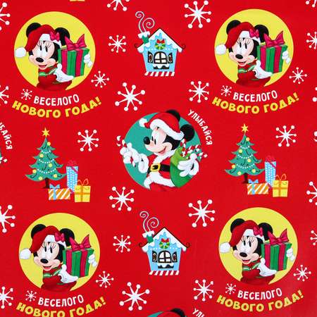 Бумага упаковочная Disney  глянцевая Веселого Нового года Микки Маус и его друзья