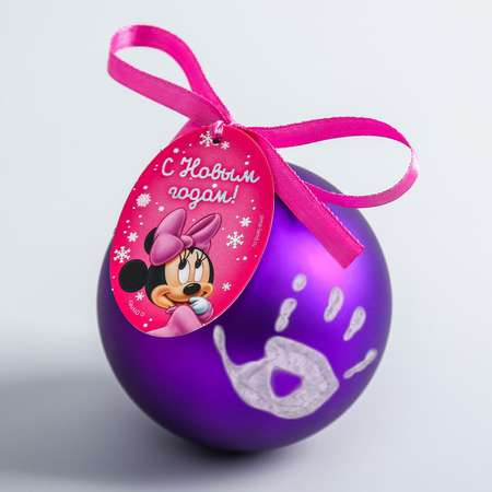 Новогодний ёлочный шар Disney «Отпечаток детской ручки» Минни Маус фиолетовый