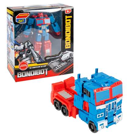 Трансформер BONDIBON BONDIBOT 2 в 1 робот-грузовик с металлическими деталями красно-голубого цвета