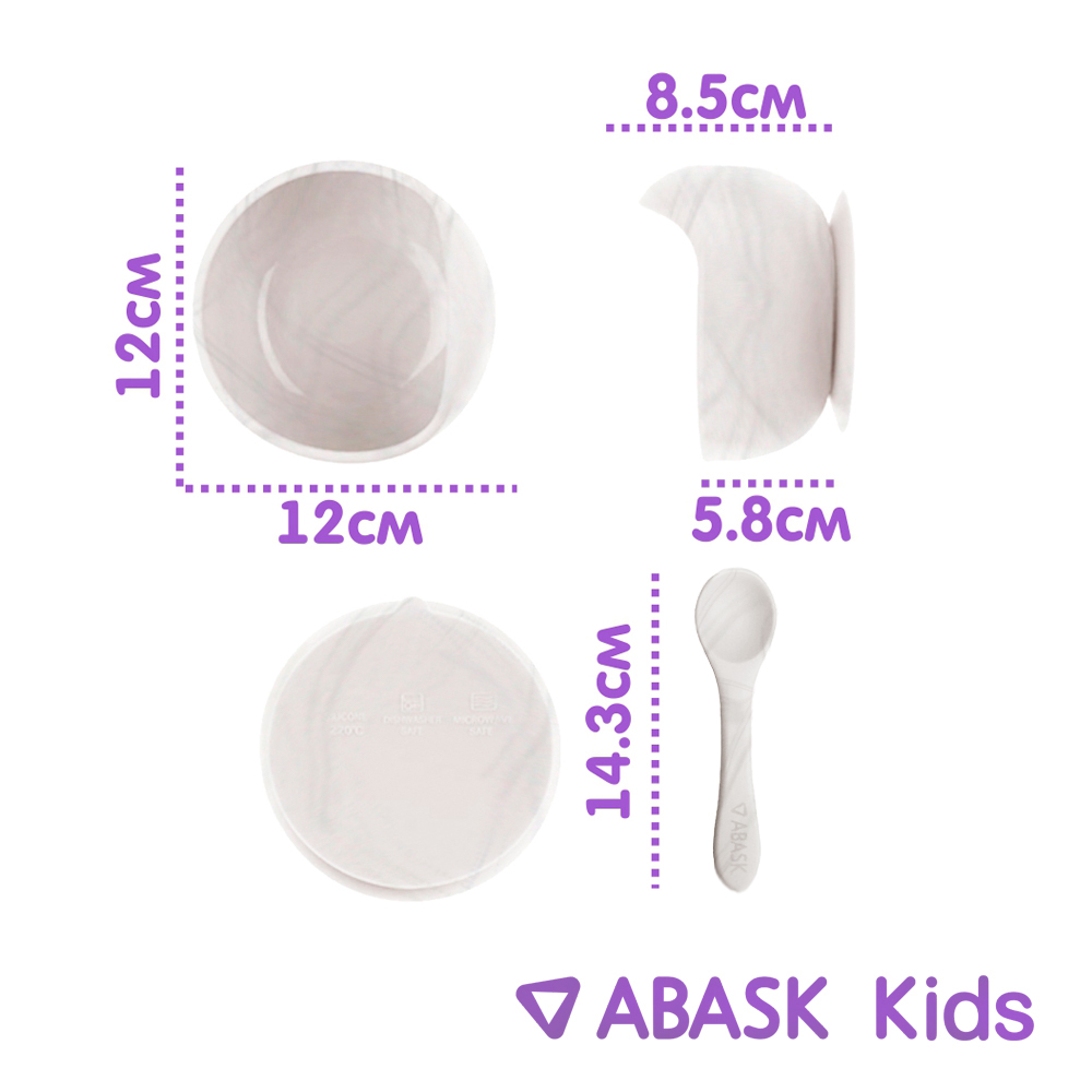 Силиконовая тарелка с ложкой ABASK milk - фото 3