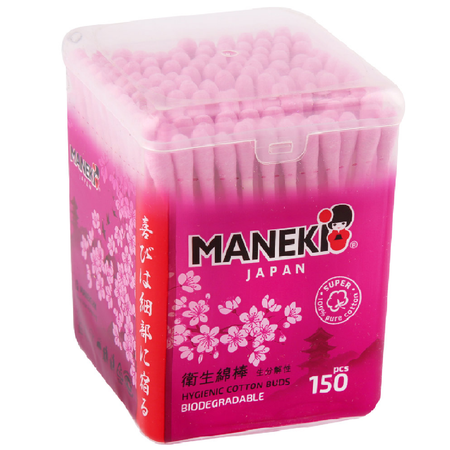Палочки ватные Maneki Sakura с розовым бумажным стиком 150 шт
