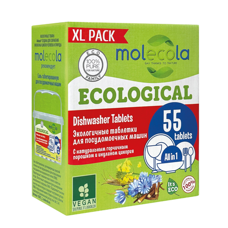 Таблетки Molecola для посудомоечных машин экологичные 55 шт 1200 г