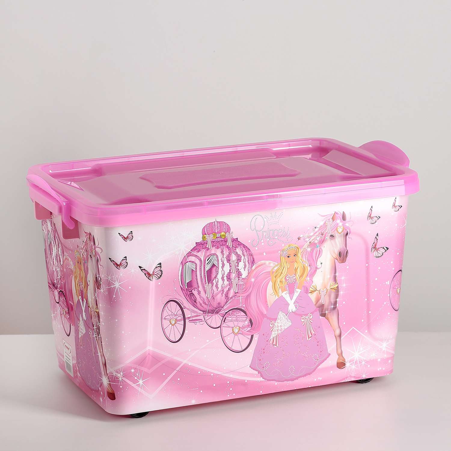 Контейнер Sima-Land для хранения 35 л с декором Золушка цвет розовый - фото 1