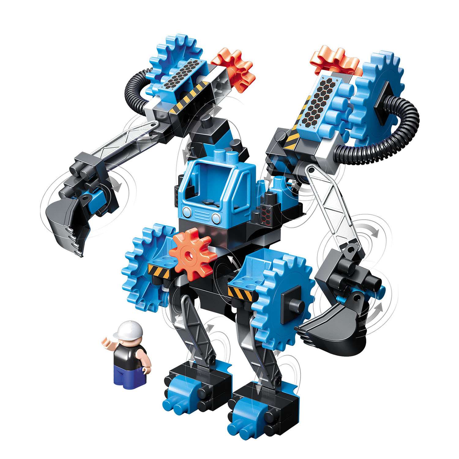 Конструктор BAUER с роботом и пилотом в коробке Technobot Голубой - фото 2