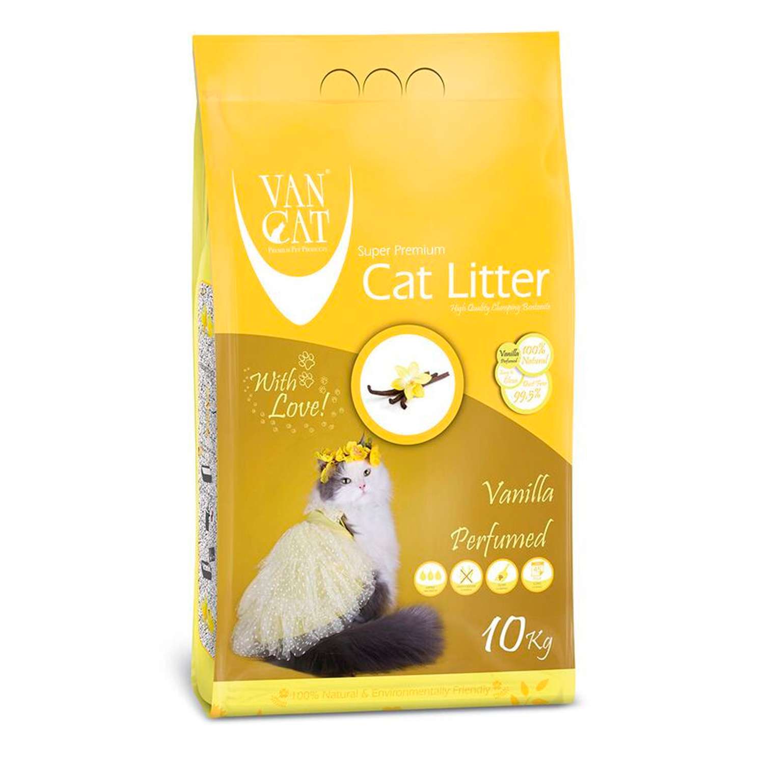 Наполнитель для кошек Van Cat комкующийся без пыли с ароматом Ванили пакет 10 кг - фото 1