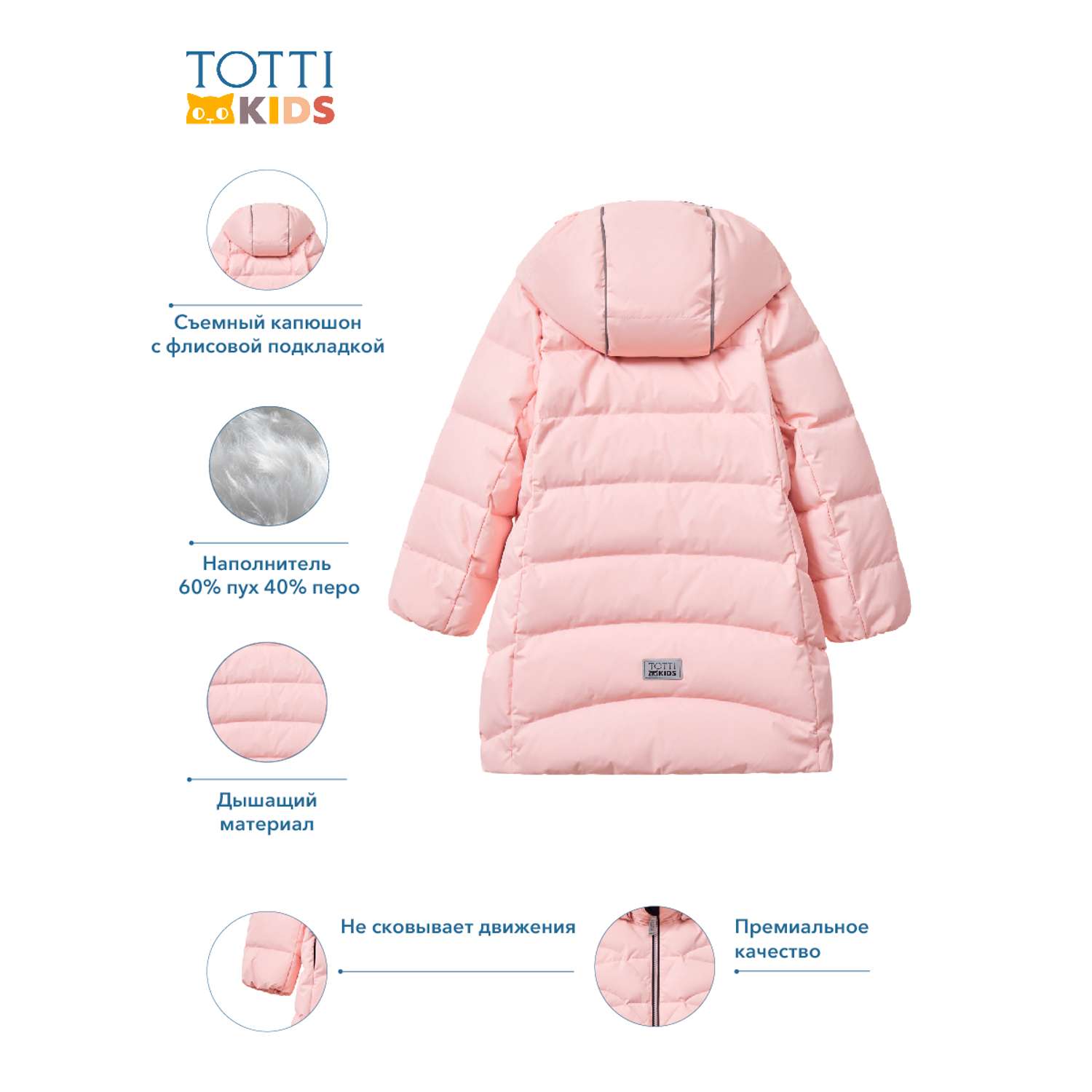 Пальто Totti Kids AW23TKG005/Пальто детское/Розовый - фото 3