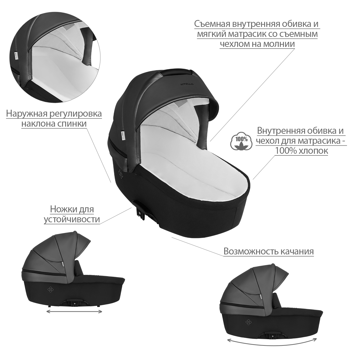 Коляска 2в1 Bebetto Nitello Shine - фото 6
