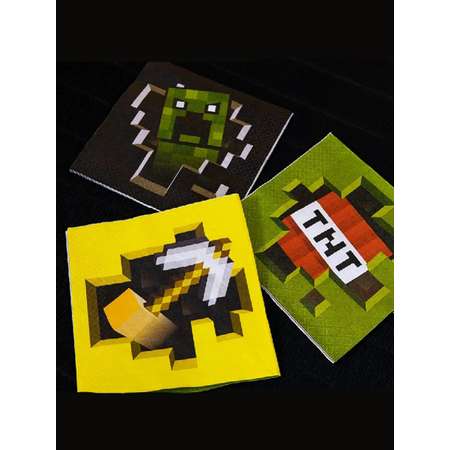 Салфетки бумажные AMSCAN Пиксели Майнкрафт/Minecraft 33 см 12 шт
