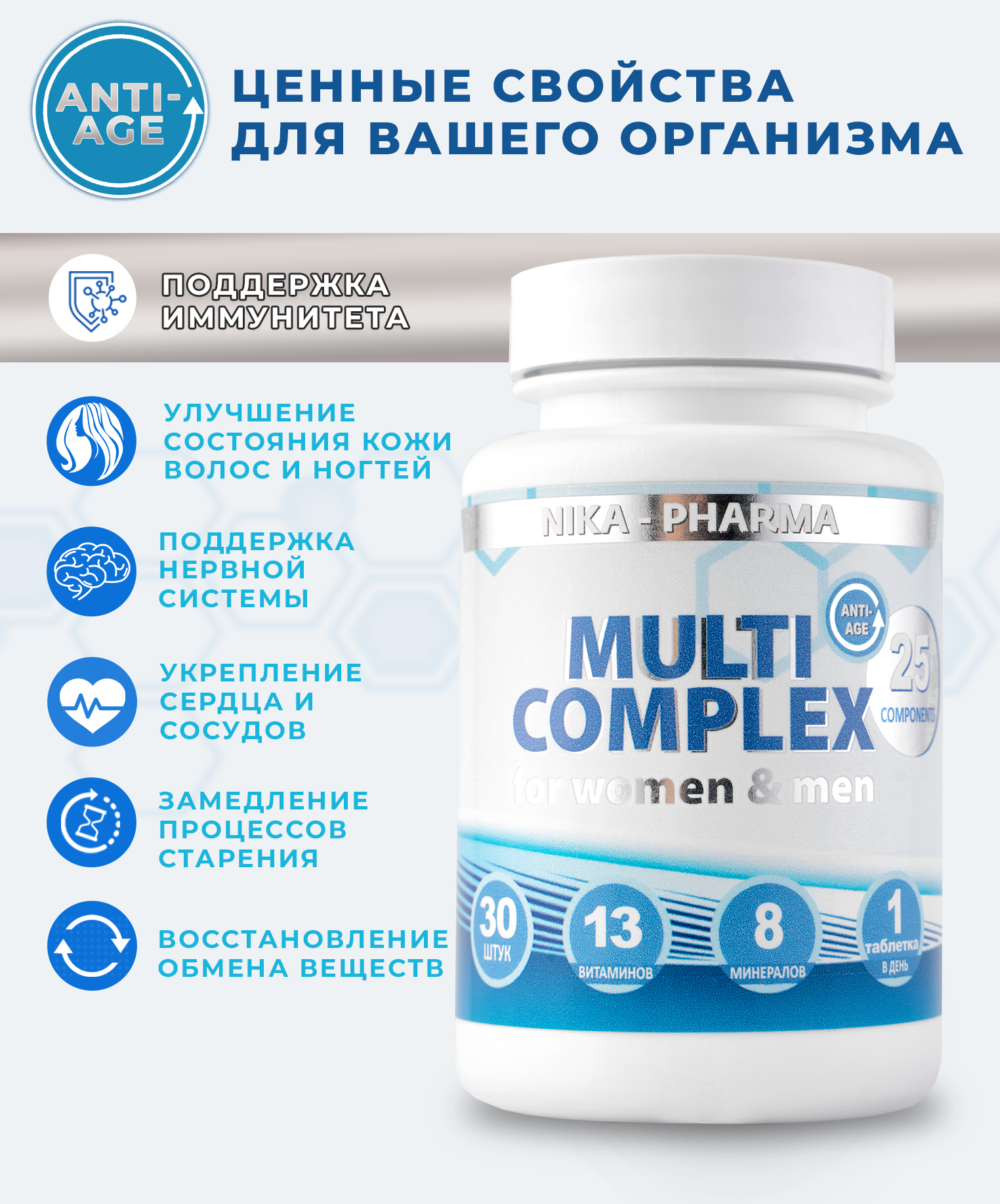 Комплекс витаминов NIKA-PHARMA и минералов и для женщин и мужчин - фото 5