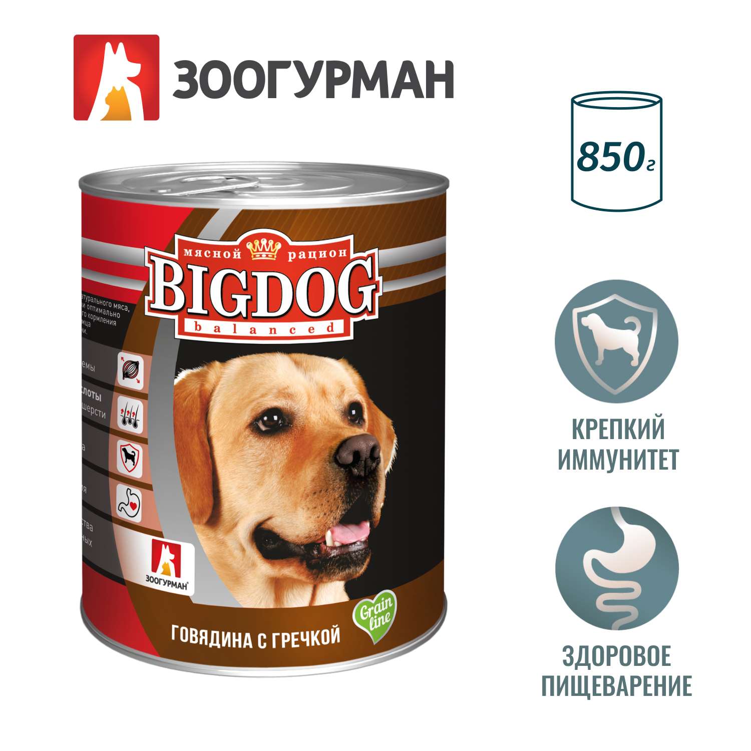 Корм для собак Зоогурман Big Dog 850г говядина с гречкой ж/б - фото 2